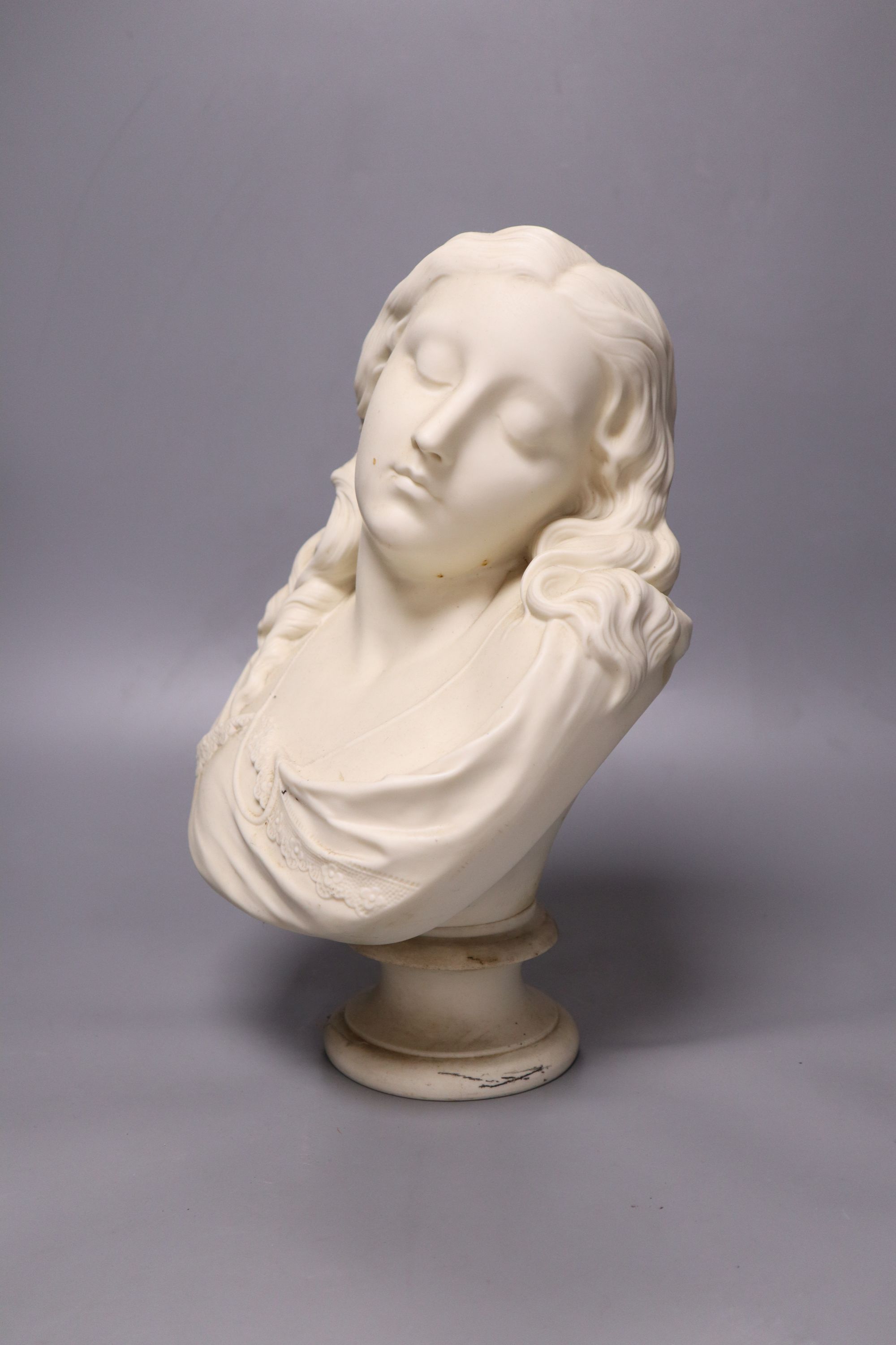 A 19th century Copeland bust Happy Dream, height 30cm